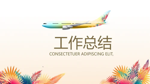 创意时尚水彩风航空公司动态PPT模板