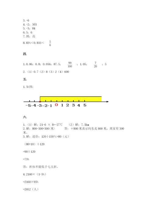 北京版数学小升初模拟试卷及完整答案（考点梳理）.docx