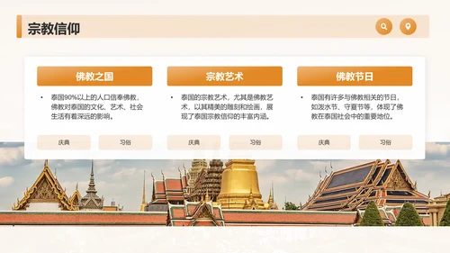 橙色摄影风泰国旅游画册——风景与文化记录PPT模板