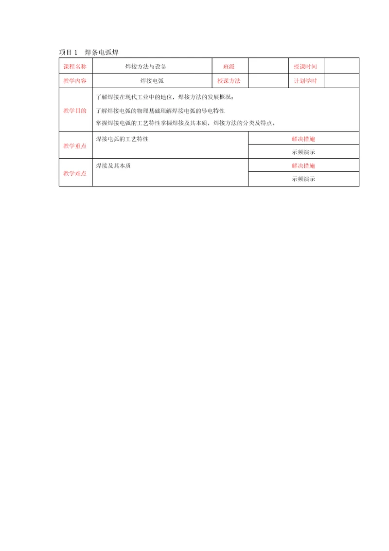 焊接方法与设备全套教案