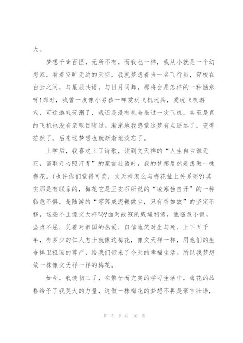 谈论梦想的中学生主题讲话稿5篇.docx