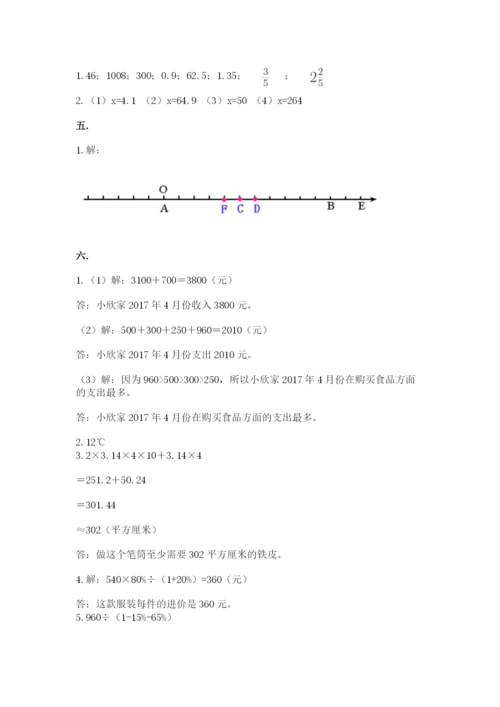 青岛版六年级数学下学期期末测试题及参考答案（轻巧夺冠）.docx