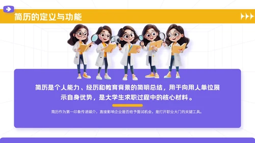 紫色3D立体风大学生个人简历模板