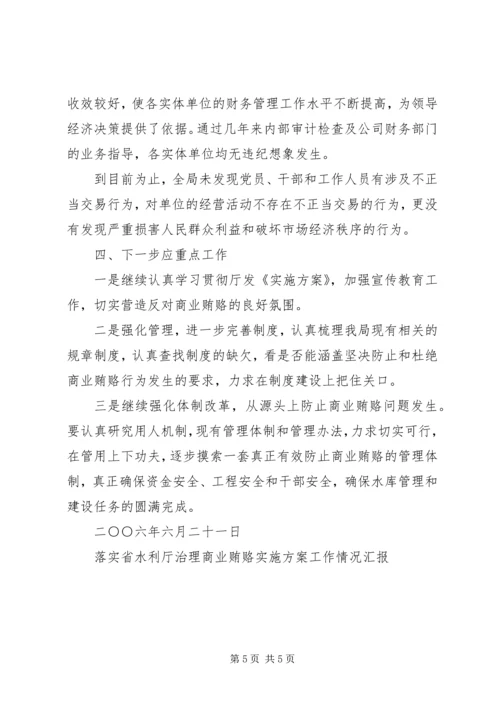 落实省水利厅治理商业贿赂实施方案工作情况汇报 (4).docx