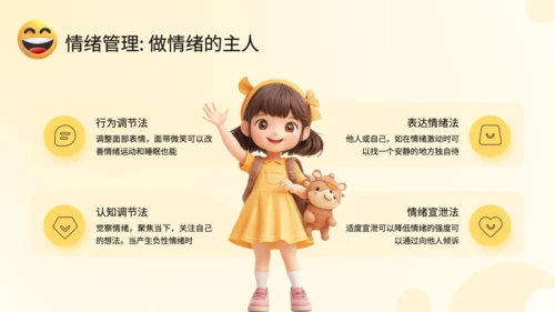黄色3D风情绪管理与健康教育PPT