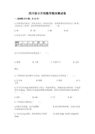 四川省小升初数学期末测试卷完整.docx