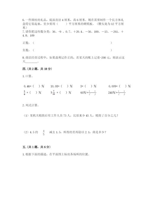 小学六年级数学期末自测题（基础题）.docx