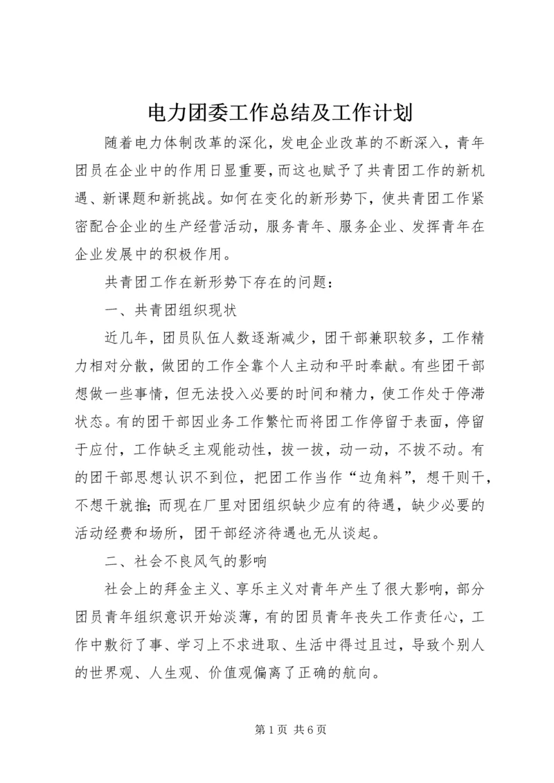 电力团委工作总结及工作计划 (4).docx