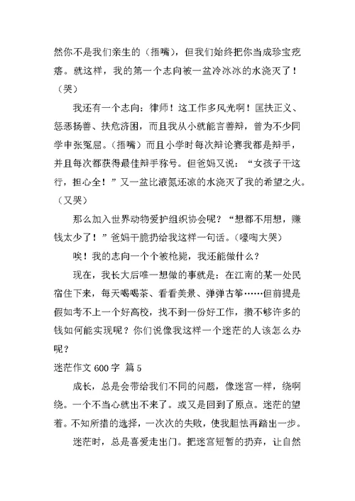 迷茫作文600字