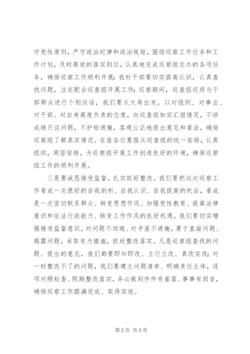 村被巡查党组织书记表态发言.docx