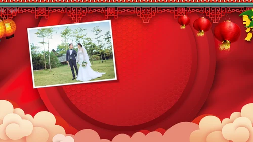 喜庆中式婚礼喜宴开场快闪PPT模板
