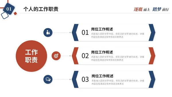 简约红蓝几何风个人述职报告工作汇报总结自我介绍ppt模板