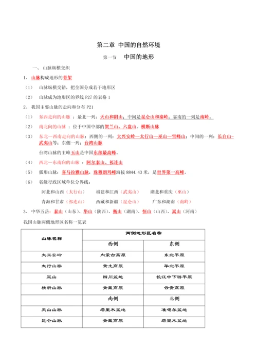 2017湘教版最新八年级上册地理复习要点汇总.docx