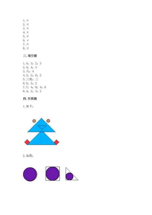 苏教版一年级下册数学第二单元 认识图形（二） 测试卷精品（b卷）.docx