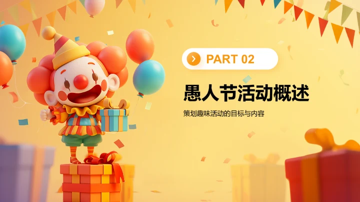橙色插画风愚人节趣味活动策划PPT模板