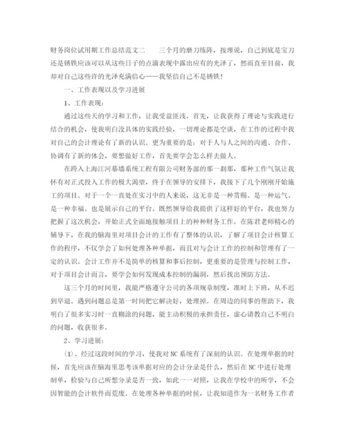 精编之财务岗位试用期工作总结范文.docx