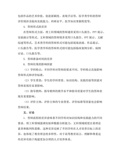 不同学科答辩形式的比较研究