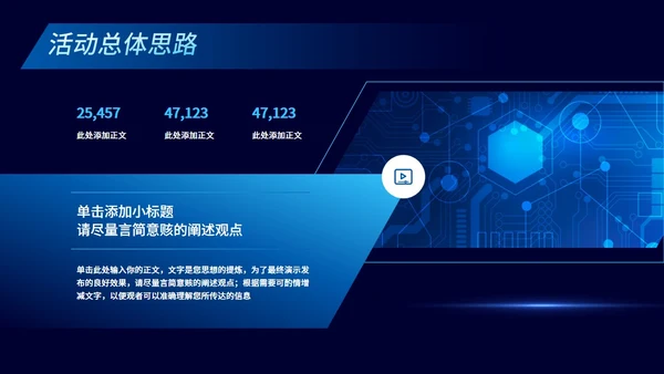 深蓝色渐变科技风营销策划通用PPT模板