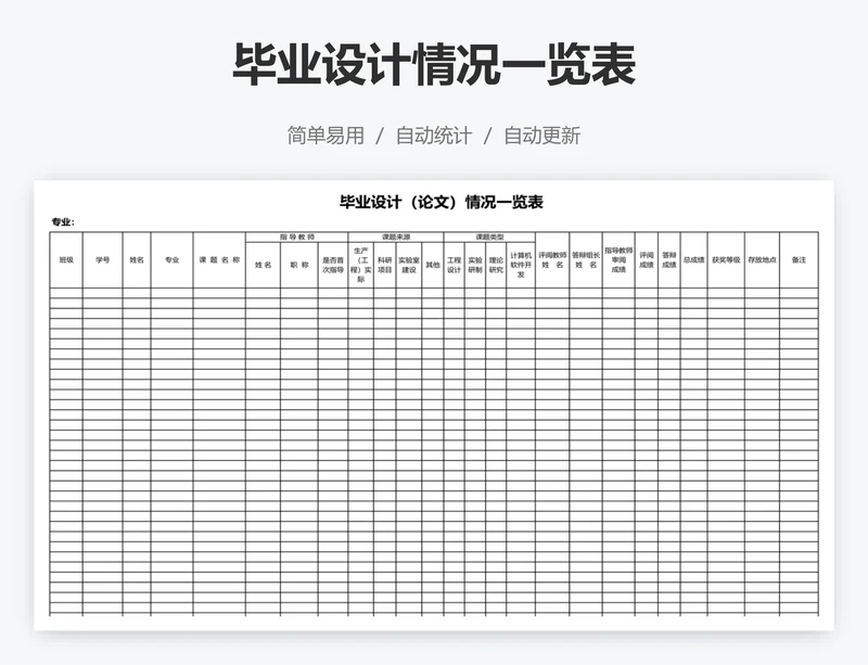 毕业设计情况一览表