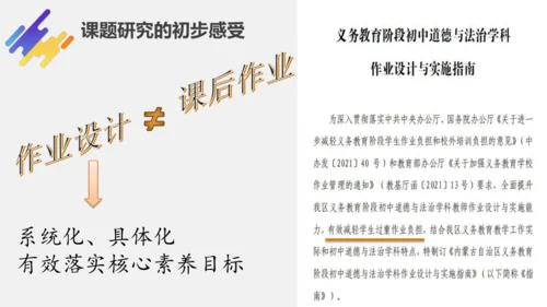 “双减”背景下初中道德与法治 作业设计体会课件