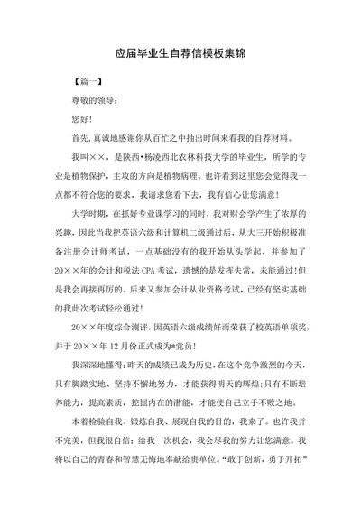应届毕业生自荐信模板集锦