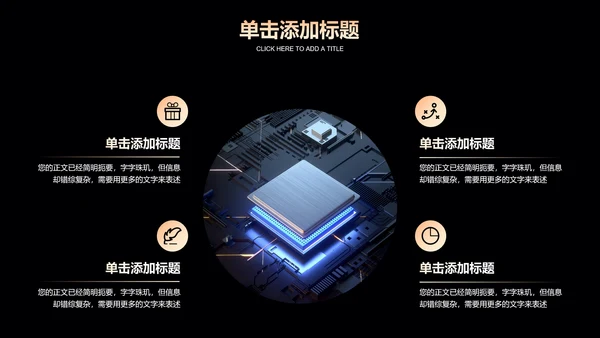金色渐变科技风通用PPT演示模板