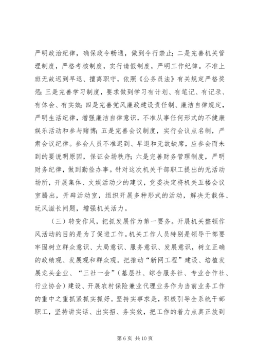 市供销社党委领导班子作风整顿自查报告.docx