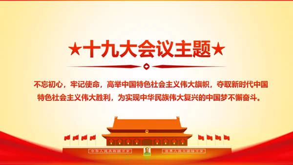 学习十九大精神不忘初心牢记使命ppt模板
