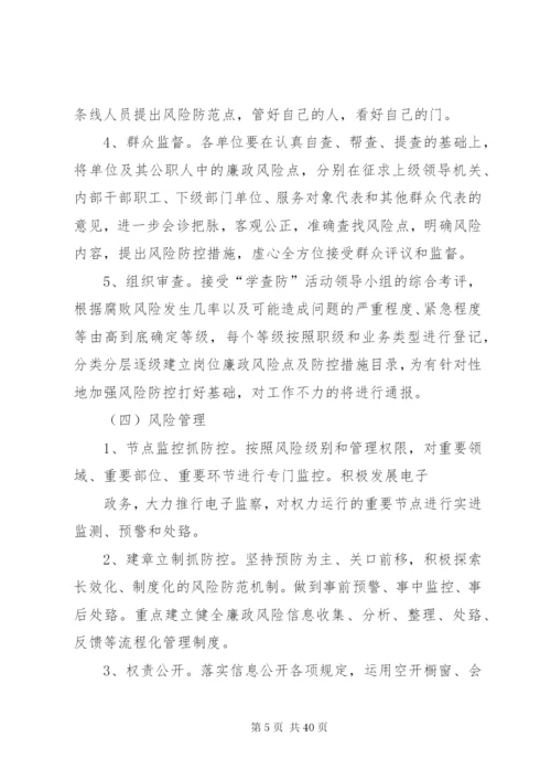 开展“学查防”活动推进廉政风险防控体系建设的实施方案[优秀范文五篇].docx