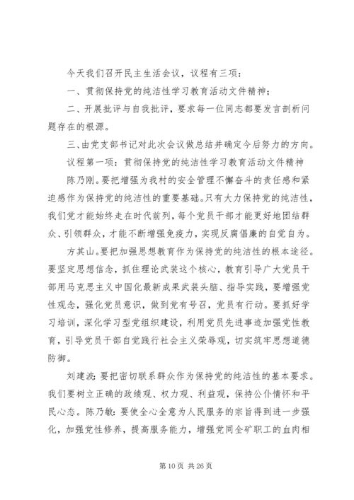 保持党的纯洁性民主生活会会议记录.docx