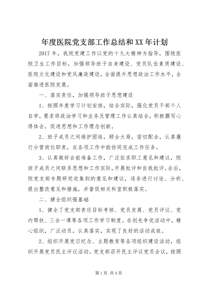 年度医院党支部工作总结和XX年计划.docx