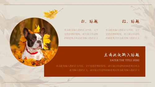 火红秋天唯美小清新文艺风风吹落叶通用PPT模板你好秋天