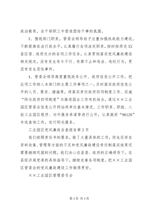 工业园区党风廉政自查报告.docx