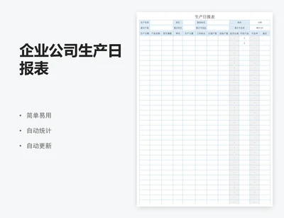 企业公司生产日报表