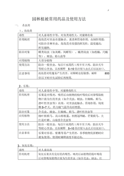 园林绿化通用农药使用方法