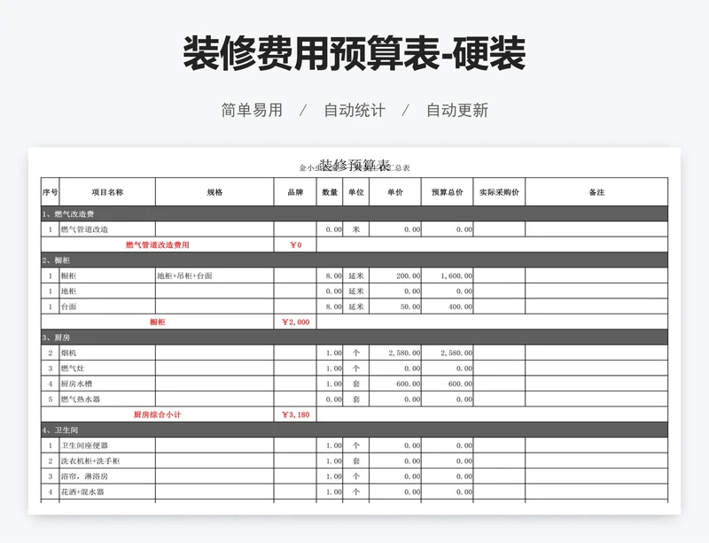 装修费用预算表-硬装