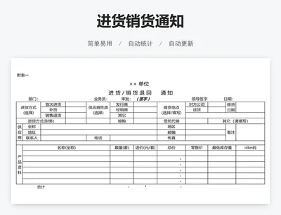 进货销货通知