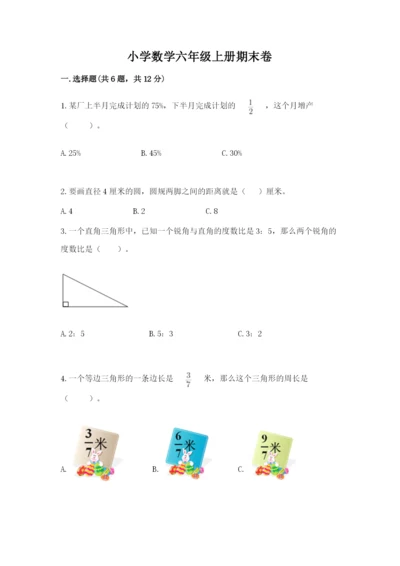 小学数学六年级上册期末卷附参考答案（模拟题）.docx