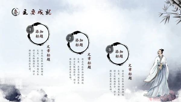 水彩水墨中国风山水历史人物介绍PPT
