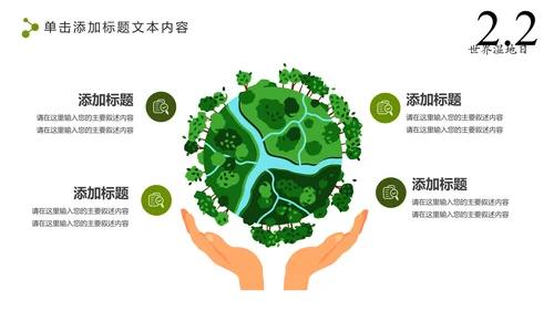 清新简约世界湿地森林日绿色环保PPT模板