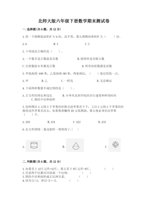 北师大版六年级下册数学期末测试卷【考点提分】.docx