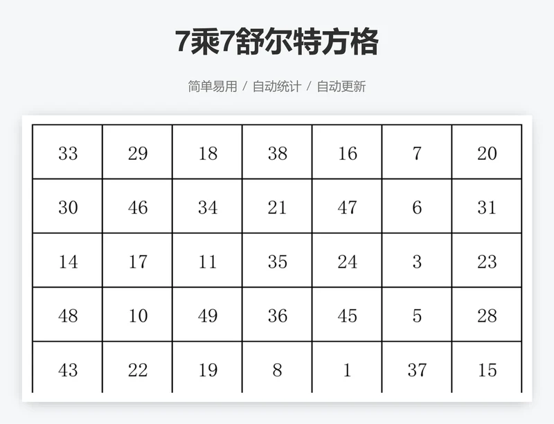 7乘7舒尔特方格