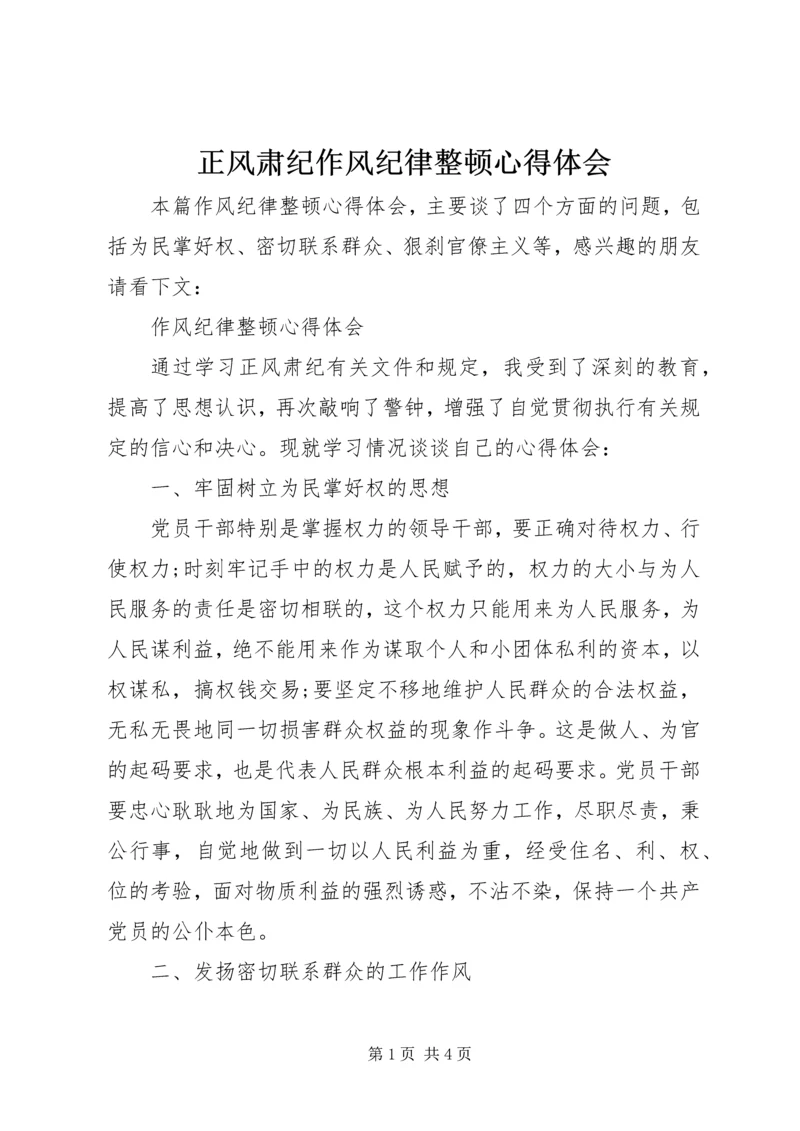 正风肃纪作风纪律整顿心得体会.docx