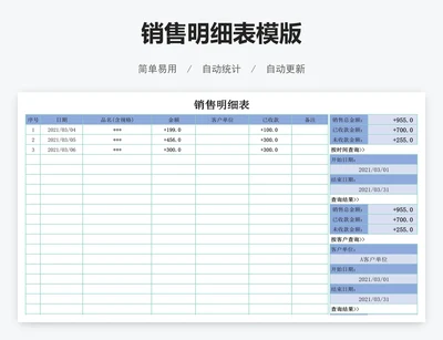 销售明细表模版