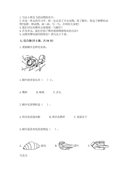 教科版一年级下册科学期末测试卷带答案考试直接用