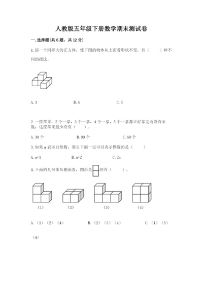 人教版五年级下册数学期末测试卷含答案（突破训练）.docx