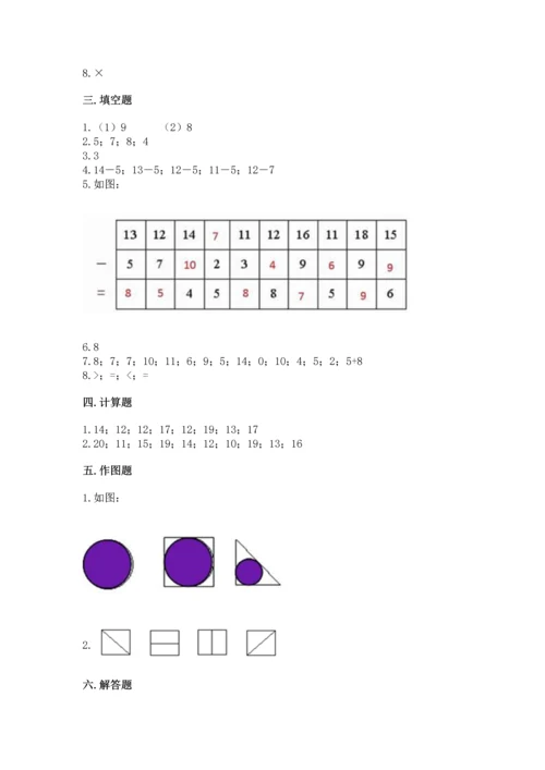 人教版一年级下册数学期中测试卷及参考答案（达标题）.docx