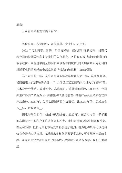 公司青年聚会发言稿