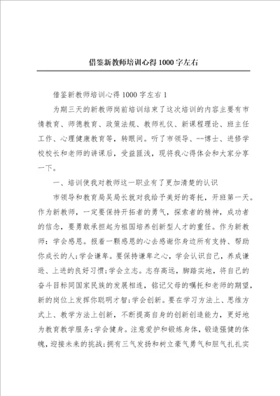 借鉴新教师培训心得1000字左右