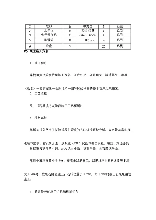 路基填方试验段施工方案